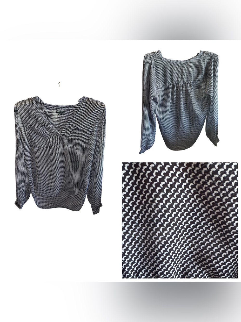 Cynthia Rowley Sheer Double Pocket Long Sleeve Business Casual Blouse Top Medium